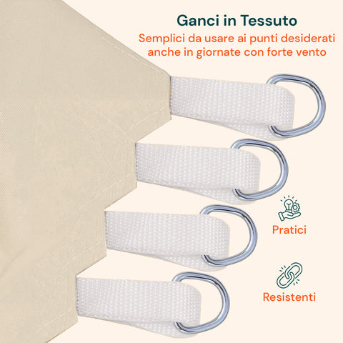 Vela Ombreggiante Quadrata Beige Idrorepellente con Protezione UV per Esterni