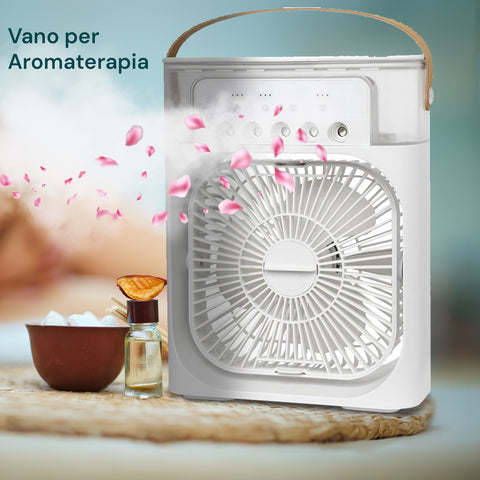 Ventilatore per aromaterapia con oli essenziali, diffusore integrato con petali rosa per benessere e relax domestico