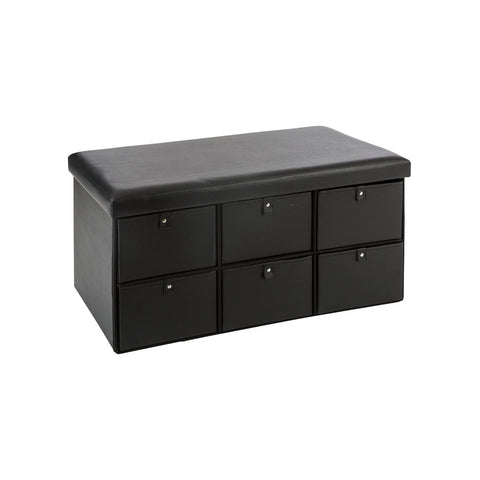 Doppio Pouf Contenitore Con 6 Cassetti Nero