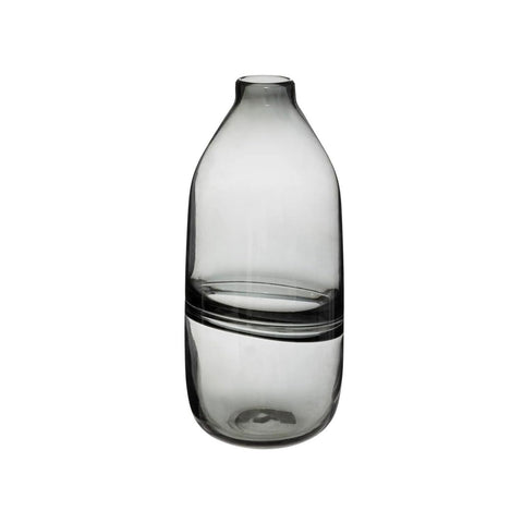 Vaso Piatto Line In Vetro Grigio H30cm