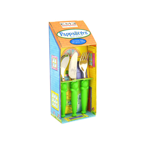 Set 3 Posate Per Bambini Pappallegra Verde