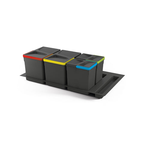 Set 4 Pattumiere Raccolta Differenziata Per Cassetti 26cm Con Base 90cm 7/15l