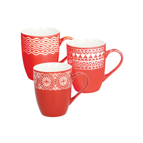 Set 3 Tazze In Porcellana Emma Rosso
