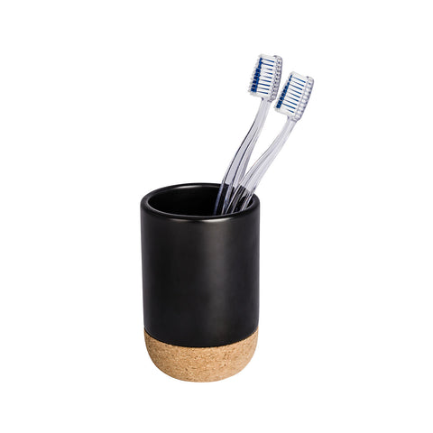 Bicchiere Porta Spazzolino Corc Nero Ceramica